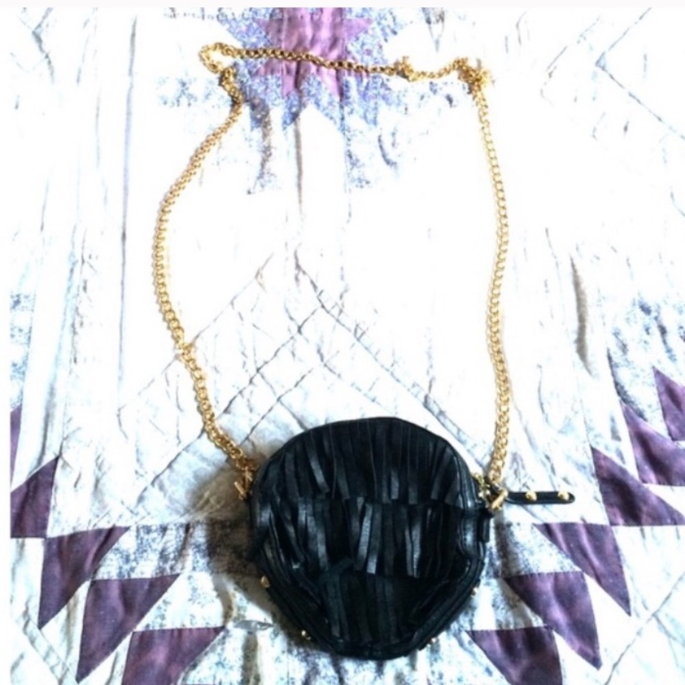 K-DASH Kardashian leather fringe crossbody bag